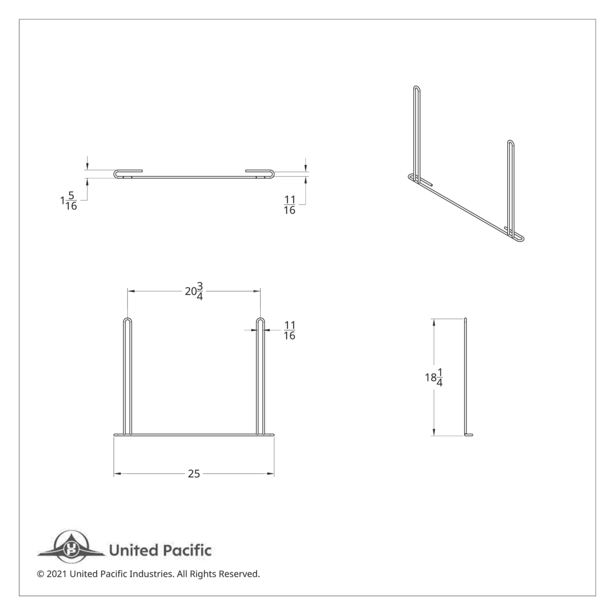 24" X 18" Chrome Anti-Sail Bracket