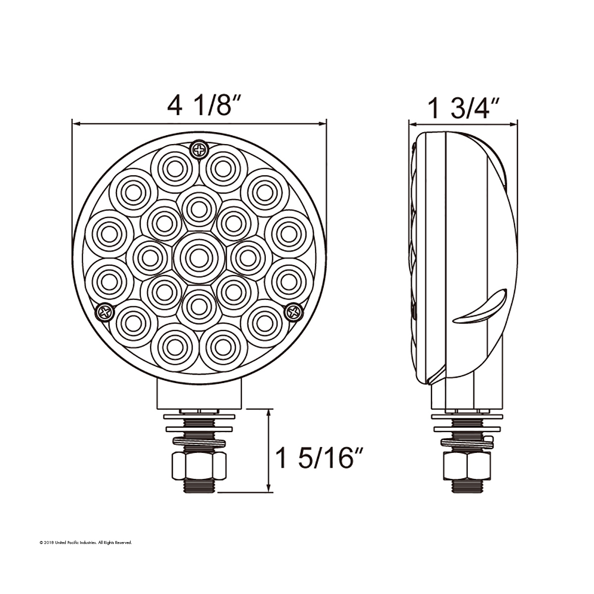 21 LED Single Face Turn Signal Light - Red LED/Clear Lens