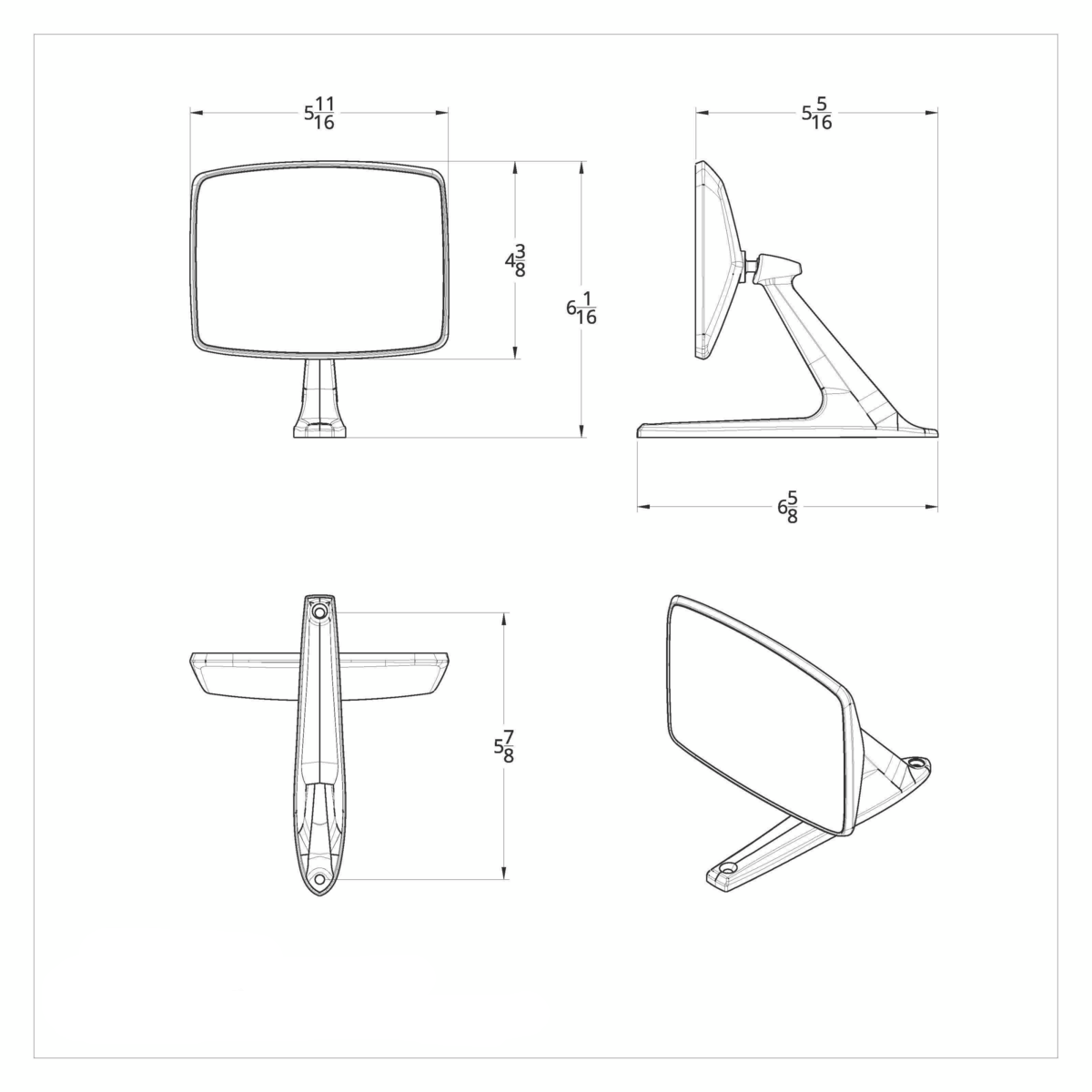 Black Exterior Mirror For 1966-1977 Ford Bronco & 1967-1979 Truck- L/H or R/H (2pcs)