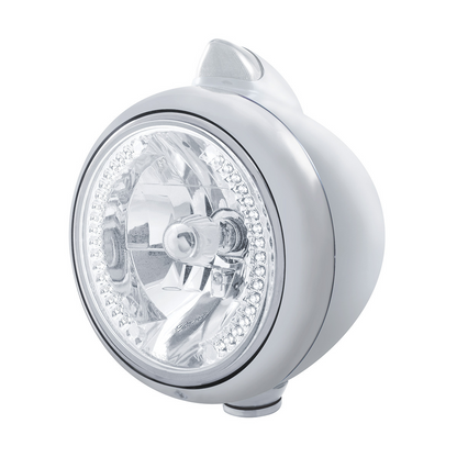 Chrome Guide 682-C Headlight H4 With White LED & Original Style LED Signal - Clear Lens