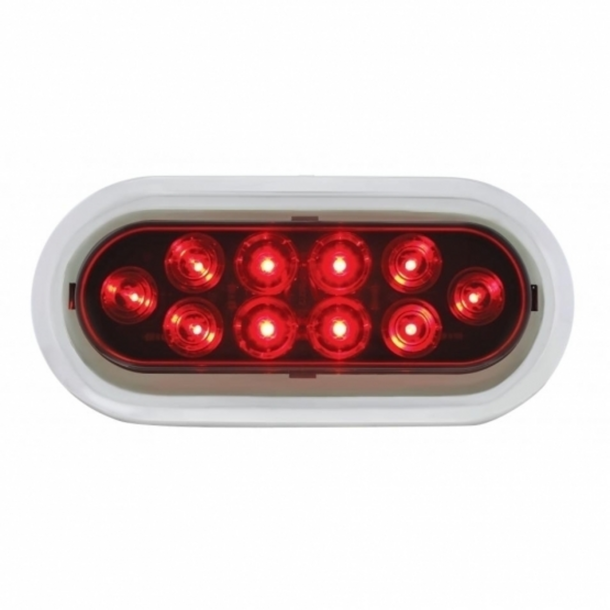 10 LED 6" Oval Light With Bezel (Stop, Turn & Tail) - Red LED/Red Lens
