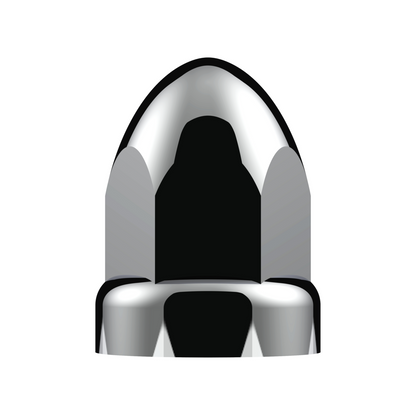 33mm X 2-3/4" Chrome Plastic Bullet Nut Covers With Flange - Push-On (Box of 20 )