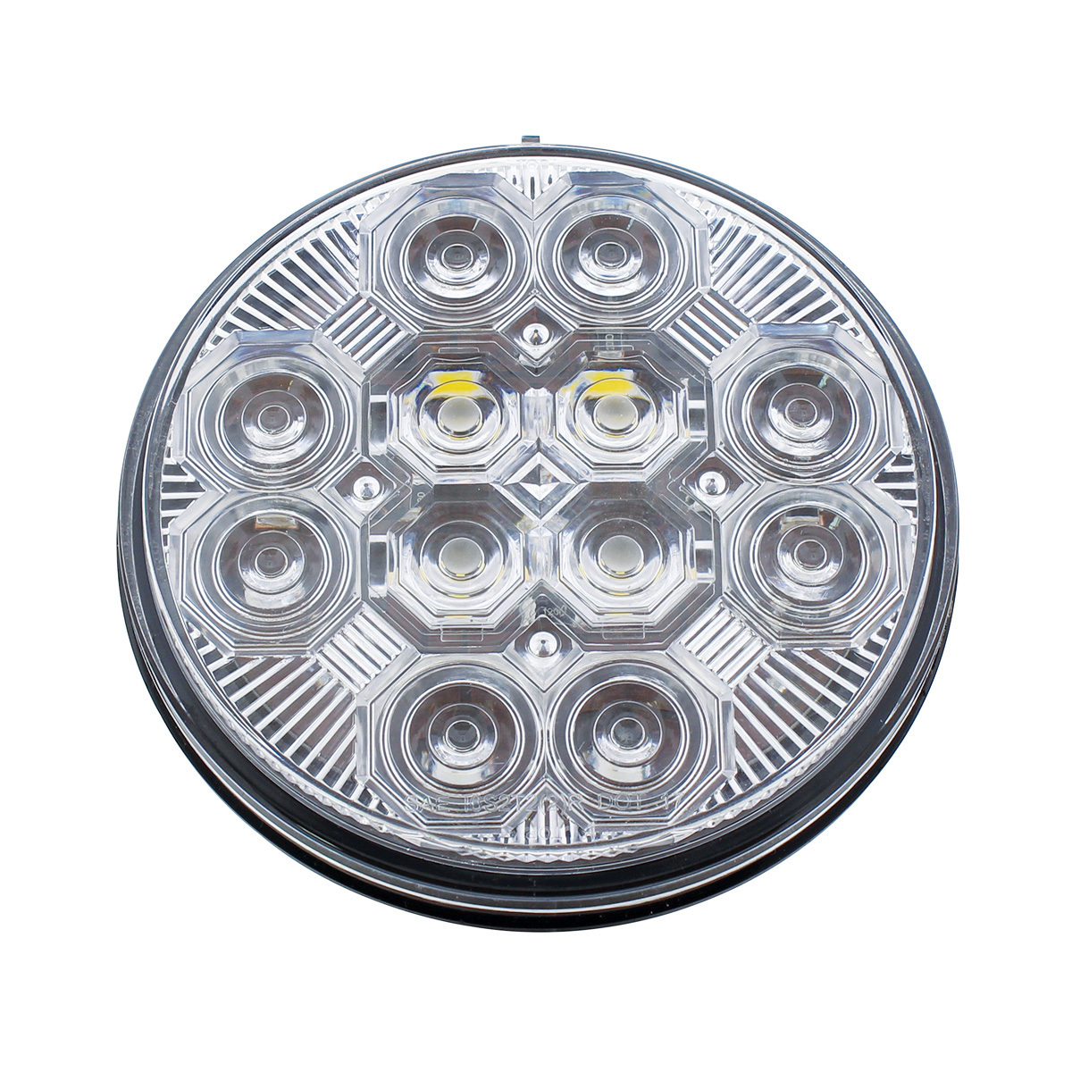 4" Round Combo Light With 12 LED Stop, Turn & Tail & 16 LED Back-Up - Red LED/Clear Lens