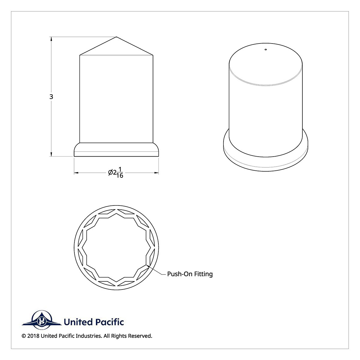 1-1/2" X 3" Chrome Plastic Pointed Nut Covers - Push-On (20-Pack)