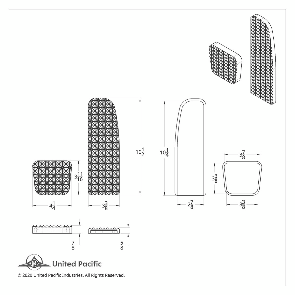 Chrome Billet Aluminum Diamond Pedal Set For 2008-2017 Freightliner Cascadia/Coronado/M3