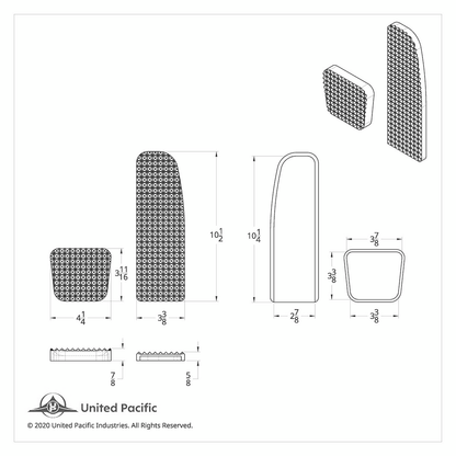 Chrome Billet Aluminum Diamond Pedal Set For 2008-2017 Freightliner Cascadia/Coronado/M3