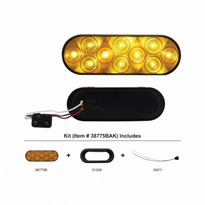 10 LED 6" Oval Turn Signal Light Kit - Amber LED/Amber Lens