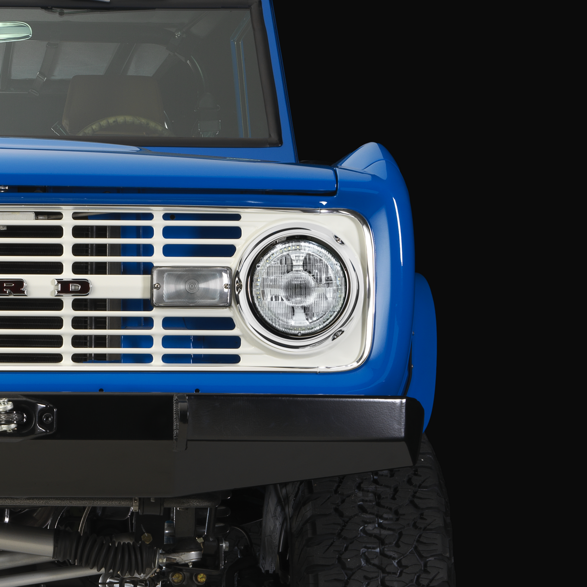 Headlight Bezel Without Notches For 1966-1970 Ford Bronco-Chrome