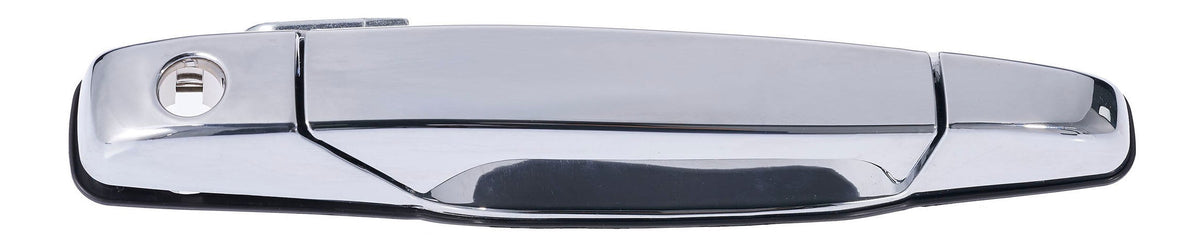 Exterior Door Handle Front LH, Front RH, Rear LH, Rear RH Plastic All Chrome for 2007-2013 Chevrolet Avalanche Tahoe Suburban Silverado; 2007-2013 GMC Yukon Sierra; 2007-2013 Cadillac Escalade