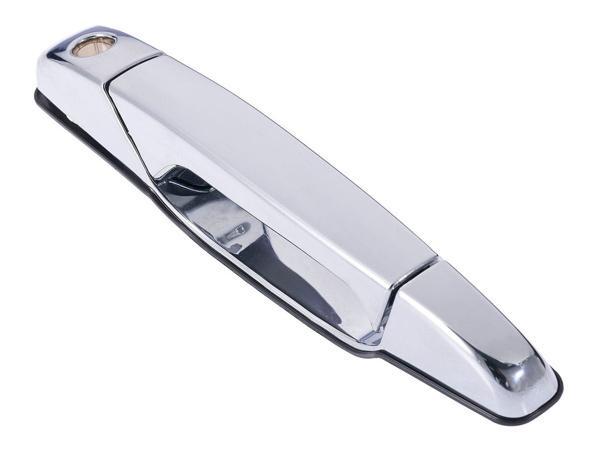 Exterior Door Handle Front LH, Front RH, Rear LH, Rear RH Plastic All Chrome for 2007-2013 Chevrolet Avalanche Tahoe Suburban Silverado; 2007-2013 GMC Yukon Sierra; 2007-2013 Cadillac Escalade