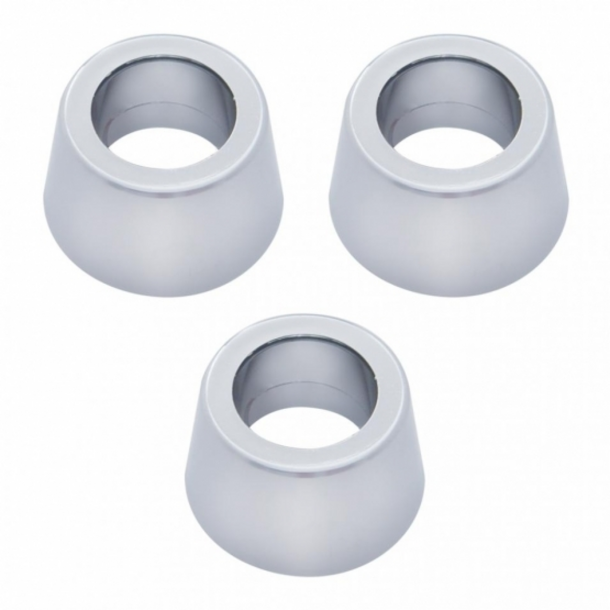 Chrome Round Dash Indicator Light Trims for 1967-1987 Peterbilt 359 (3-Pack)
