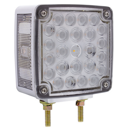 52 LED Double Stud Double Face Turn Signal Light (Passenger) - Amber & Red LED/Clear Lens