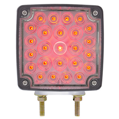 52 LED Double Stud Double Face Turn Signal Light (Passenger) - Amber & Red LED/Clear Lens