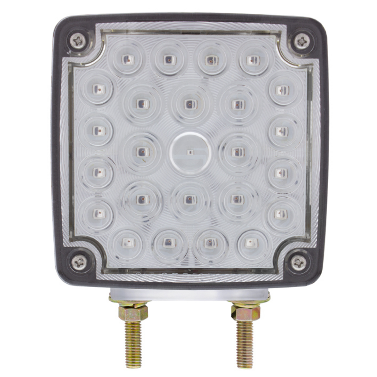 52 LED Double Stud Double Face Turn Signal Light (Passenger) - Amber & Red LED/Clear Lens