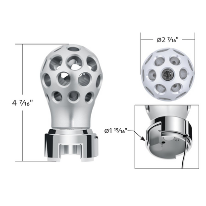 Thread-On Annodized Phoenix Ball Gearshift Knob With LED 13/15/18 Speed Adapter-Blue LED