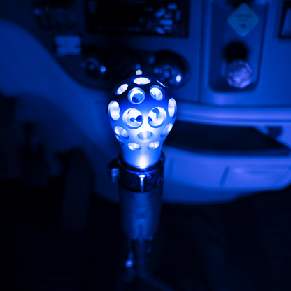 Thread-On Annodized Phoenix Ball Gearshift Knob With LED 13/15/18 Speed Adapter-Blue LED