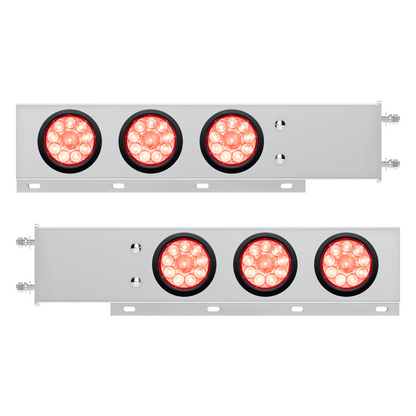 3-3/4" Bolt Pattern Deluxe SS Spring Loaded Bar W/6X 10 LED 4" Lights -Red LED/Clear Lens (Pair)