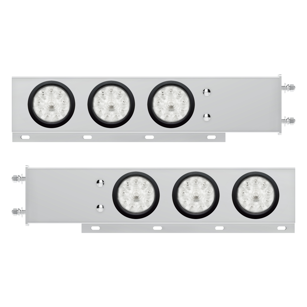 3-3/4" Bolt Pattern Deluxe SS Spring Loaded Bar W/6X 10 LED 4" Lights -Red LED/Clear Lens (Pair)