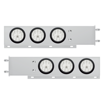 3-3/4" Bolt Pattern Deluxe SS Spring Loaded Bar W/6X 10 LED 4" Lights -Red LED/Clear Lens (Pair)