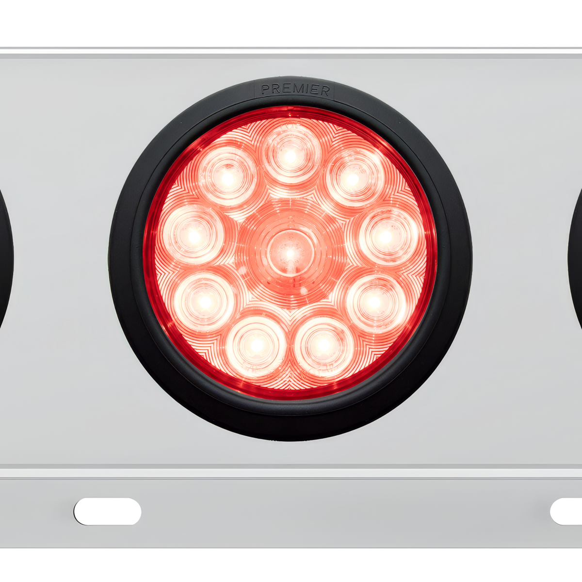 3-3/4" Bolt Pattern Deluxe SS Spring Loaded Bar W/6X 10 LED 4" Lights -Red LED/Clear Lens (Pair)