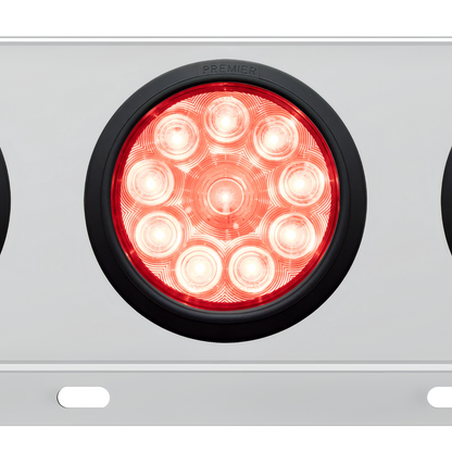 3-3/4" Bolt Pattern Deluxe SS Spring Loaded Bar W/6X 10 LED 4" Lights -Red LED/Clear Lens (Pair)