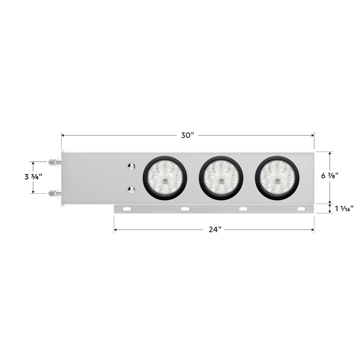 3-3/4" Bolt Pattern Deluxe SS Spring Loaded Bar W/6X 10 LED 4" Lights -Red LED/Clear Lens (Pair)