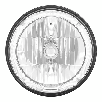 7" Crystal Headlight With Amber LED Halo Ring