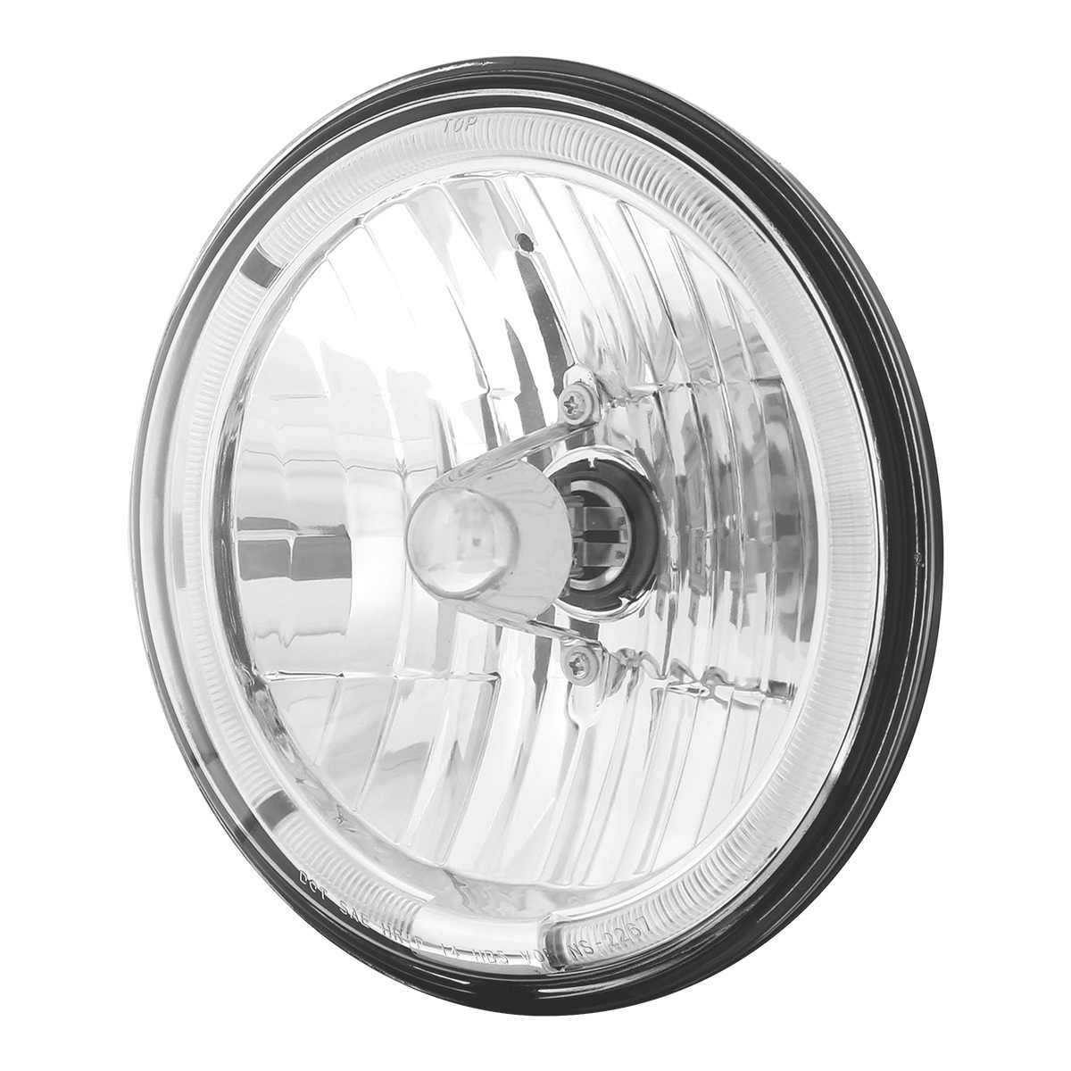 7" Crystal Headlight With Amber LED Halo Ring