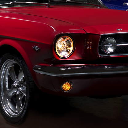 7" Crystal Headlight With Amber LED Halo Ring