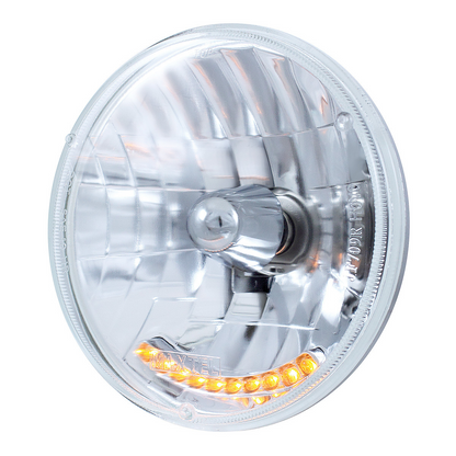 7" Crystal Headlight With 10 Amber LED Position Lights