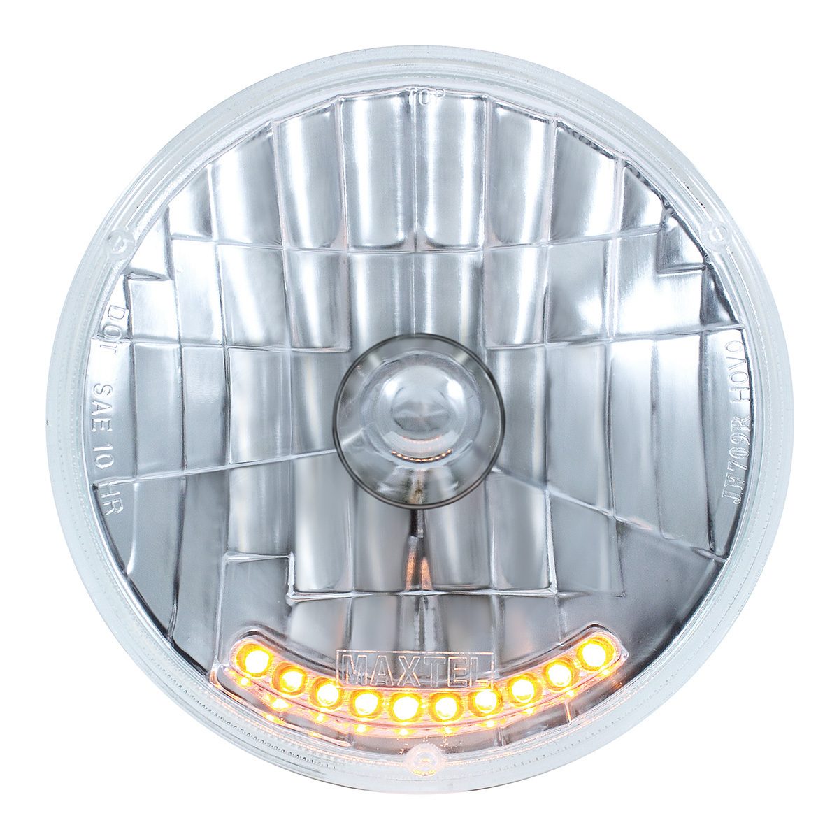 7" Crystal Headlight With 10 Amber LED Position Lights