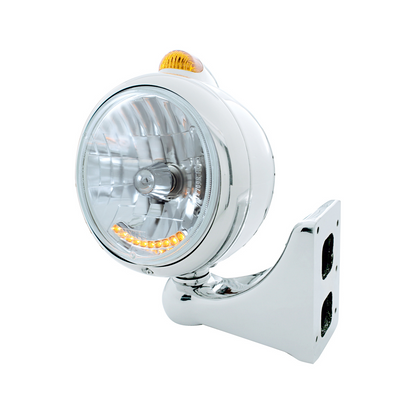 7" Crystal Headlight With 10 Amber LED Position Lights