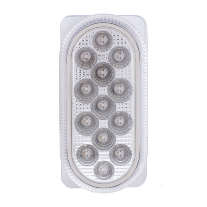 26 LED Dual Function Reflector Double Face Oval Light With SS Bracket - Amber & Red LED/Clear Lens
