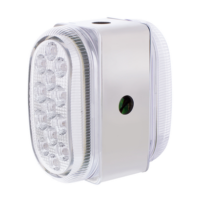 26 LED Dual Function Reflector Double Face Oval Light With SS Bracket - Amber & Red LED/Clear Lens