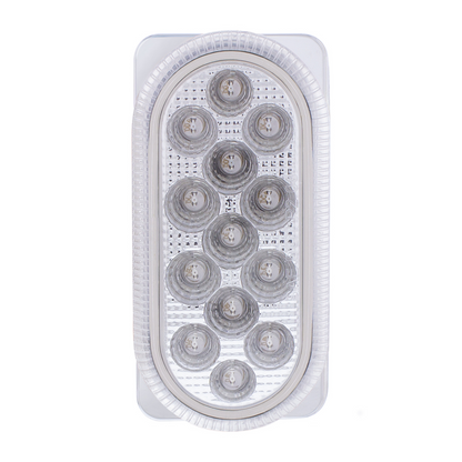 26 LED Dual Function Reflector Double Face Oval Light With SS Bracket - Amber & Red LED/Clear Lens