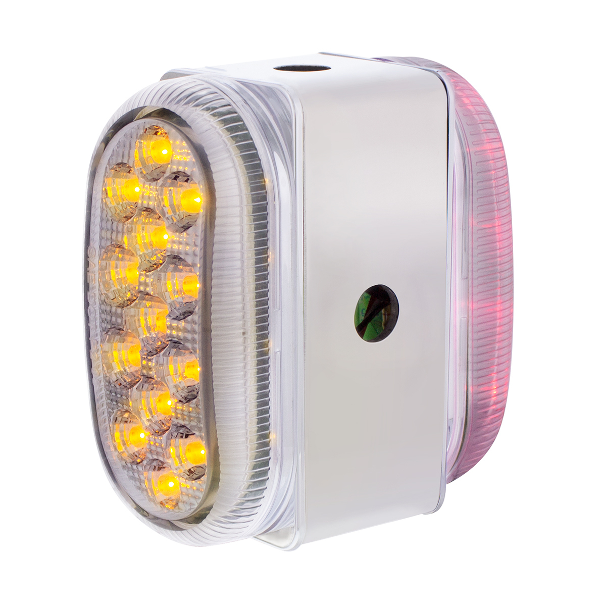 26 LED Dual Function Reflector Double Face Oval Light With SS Bracket - Amber & Red LED/Clear Lens