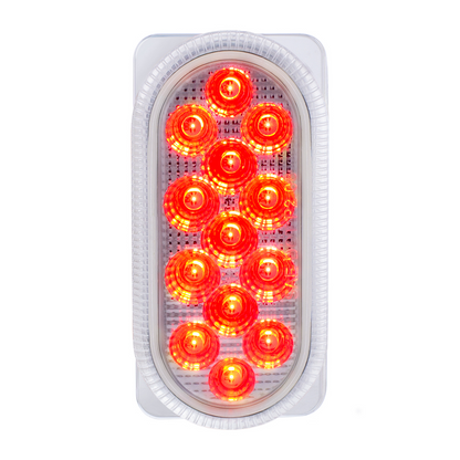 26 LED Dual Function Reflector Double Face Oval Light With SS Bracket - Amber & Red LED/Clear Lens