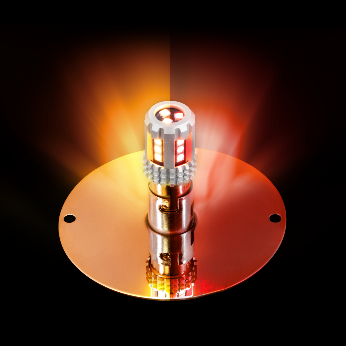 360-Degree Double Fury LED Bulb Glass Watermelon Flush Mount Kit-Amber & Red LED