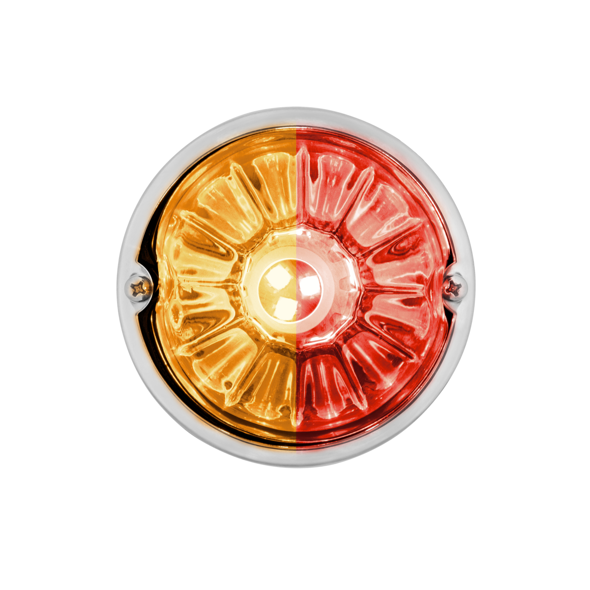 360-Degree Double Fury LED Bulb Glass Watermelon Flush Mount Kit-Amber & Red LED