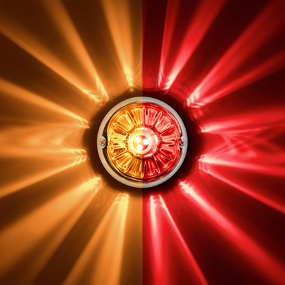 360-Degree Double Fury LED Bulb Glass Watermelon Flush Mount Kit-Amber & Red LED