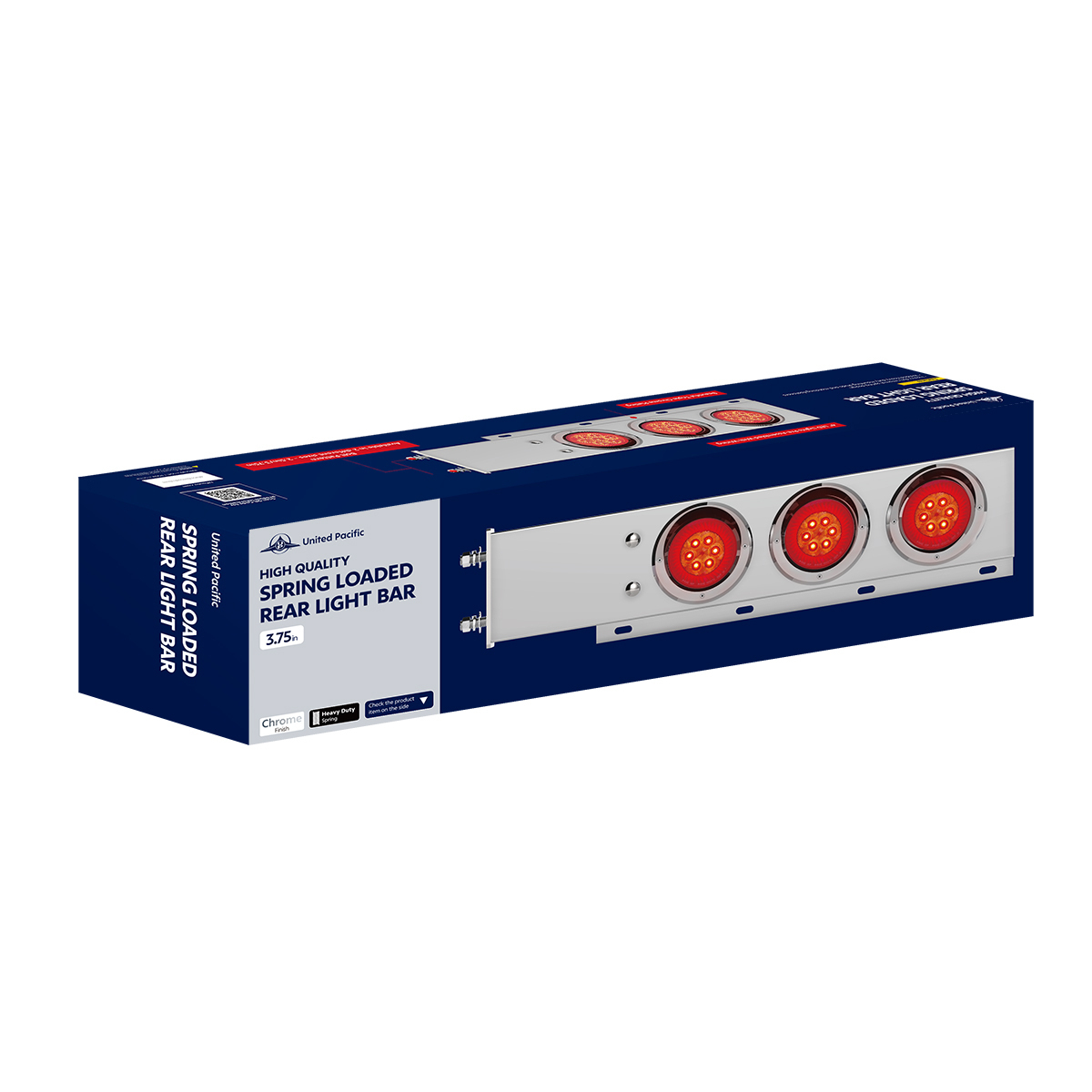 3-3/4" Bolt Pattern Chrome Spring Loaded Bar With 6X 4" 13 Red LED Abyss Lights - Clear Lens (Pair)