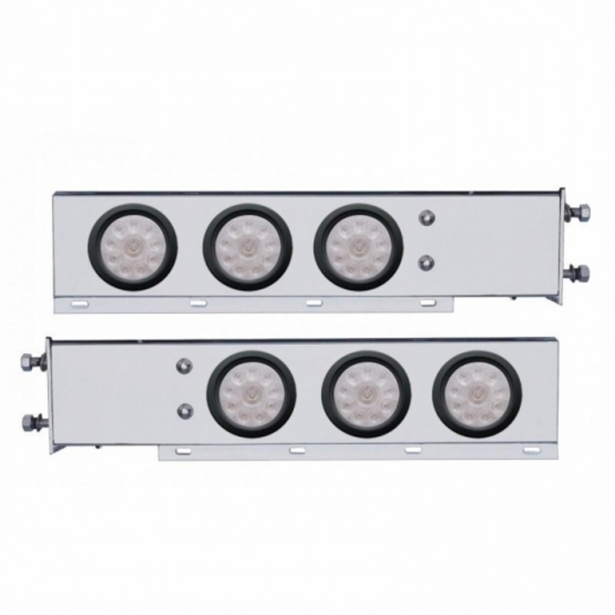 2.5" Bolt Pattern SS Spring Loaded Bar With 6X 4" 10 LED Lights -Red LED/Clear Lens (Pair)