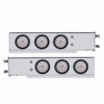 2.5" Bolt Pattern SS Spring Loaded Bar With 6X 4" 10 LED Lights -Red LED/Clear Lens (Pair)