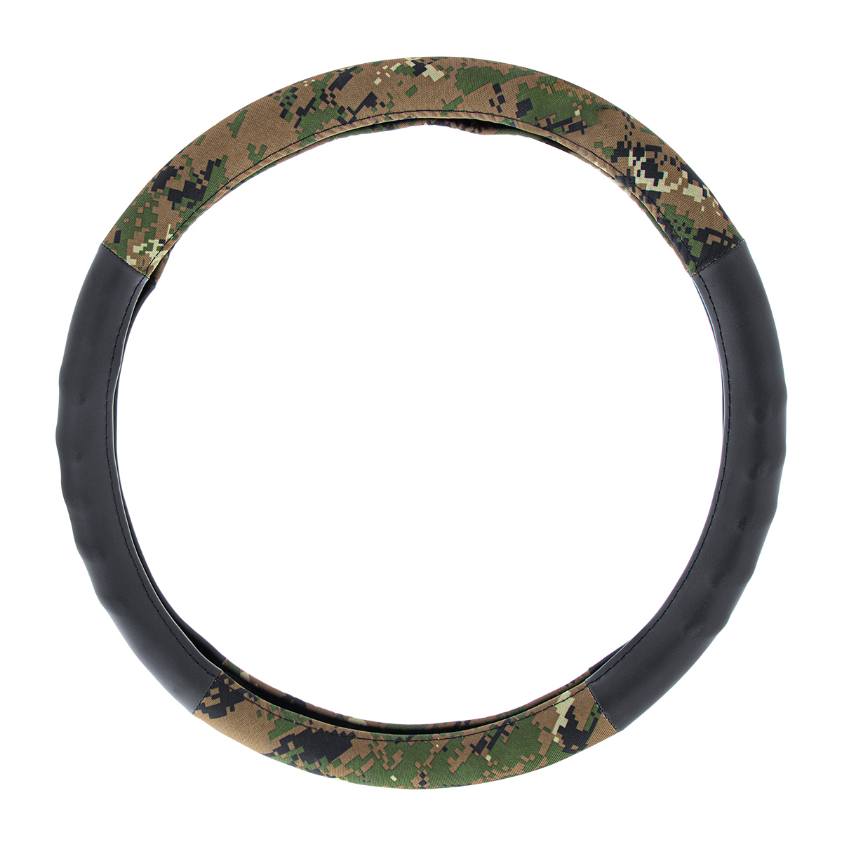 18" Cloth & Suede Camouflage Steering Wheel Cover - Digital Woodland Style