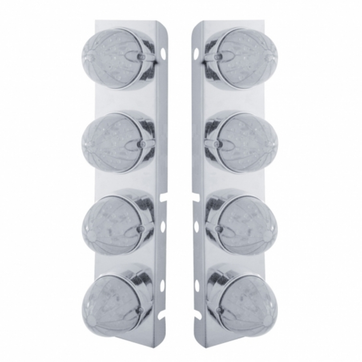 SS Front Air Cleaner Bracket With 8X 19 LED Watermelon Lights & Bezels For Peterbilt-Amber LED/Clear Lens