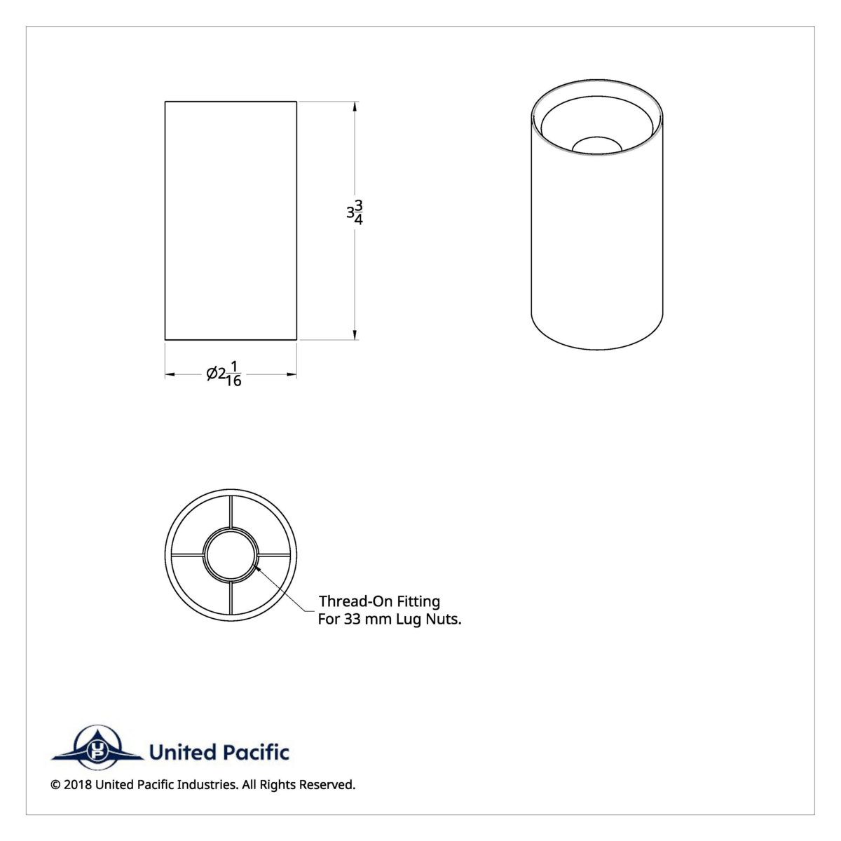 33mm X 3 3/4" Chrome Plastic Concave Top Nut Cover - Thread - On (Bulk)