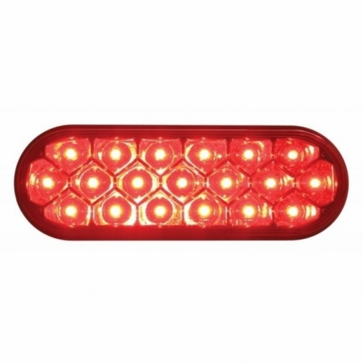 Stainless Top Mud Flap Plate With 3X 19 LED 6" Oval Lights & Visors - Red LED/Red Lens (Each)