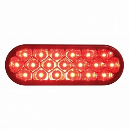 Stainless Top Mud Flap Plate With 3X 19 LED 6" Oval Lights & Visors - Red LED/Red Lens (Each)