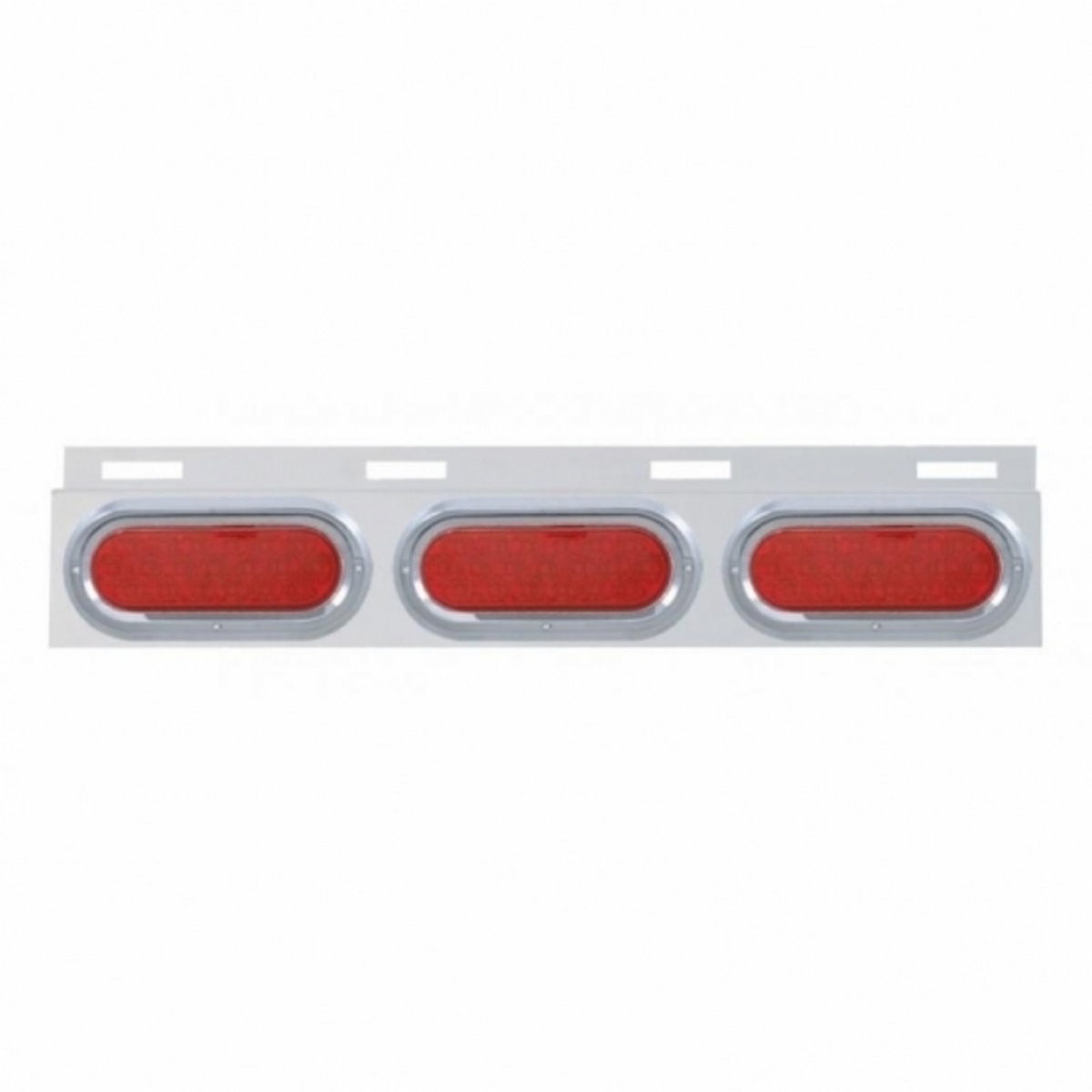 Stainless Top Mud Flap Plate With 3X 19 LED 6" Oval Lights & Visors - Red LED/Red Lens (Each)