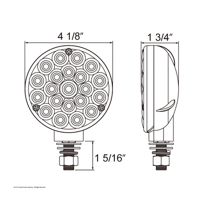 21 LED Single Face Turn Signal Light - Red LED/Red Lens
